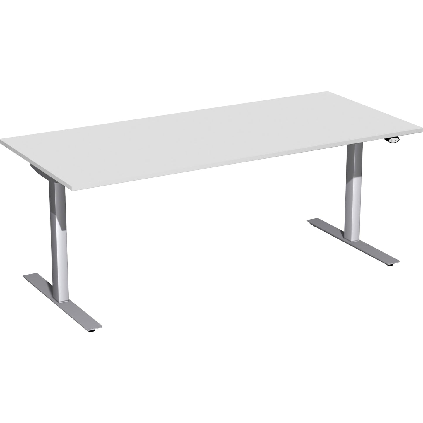 Geramöbel Schreibtisch Elektro-Flex Maße: 1.800 x 650-1.250 x 800 mm (B x H x T) Dreischicht-Feinspan, melaminharzbeschichtet lichtgrau