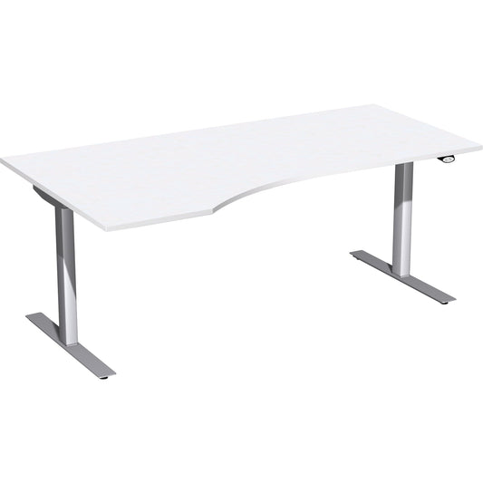 Geramöbel Schreibtisch Elektro Flex Maße: 1.800 x 650-1.250 x 800/1.000 mm (B x H x T) Dreischicht-Feinspan, melaminharzbeschichtet weiß