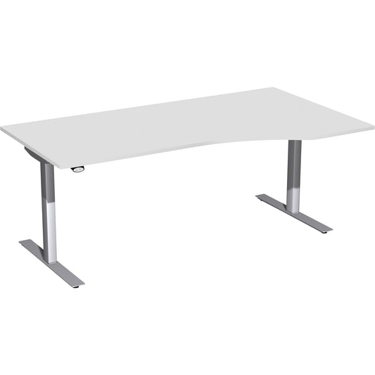 Geramöbel Schreibtisch Elektro Flex Maße: 1.800 x 650-1.250 x 800/1.000 mm (B x H x T) Dreischicht-Feinspan, melaminharzbeschichtet lichtgrau