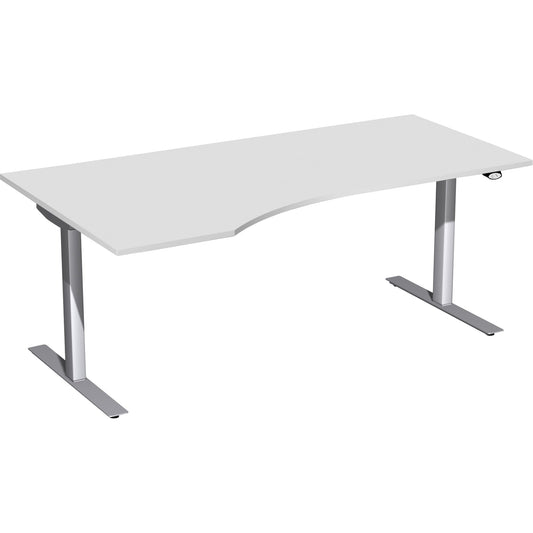 Geramöbel Schreibtisch Elektro Flex Maße: 1.800 x 650-1.250 x 800/1.000 mm (B x H x T) Dreischicht-Feinspan, melaminharzbeschichtet lichtgrau
