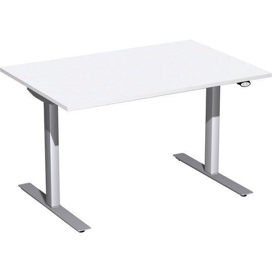 Geramöbel Schreibtisch Elektro-Flex Maße: 1.200 x 650-1.250 x 800 mm (B x H x T) Dreischicht-Feinspan, melaminharzbeschichtet weiß