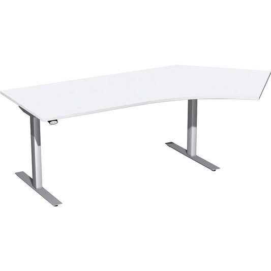 Geramöbel Schreibtisch Elektro Flex Maße: 2.166 x 650-1.250 x 800/1.131 mm (B x H x T) Dreischicht-Feinspan, melaminharzbeschichtet weiß