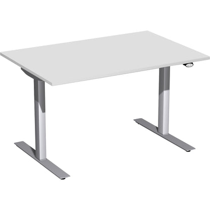 Geramöbel Schreibtisch Elektro-Flex Maße: 1.200 x 650-1.250 x 800 mm (B x H x T) Dreischicht-Feinspan, melaminharzbeschichtet lichtgrau