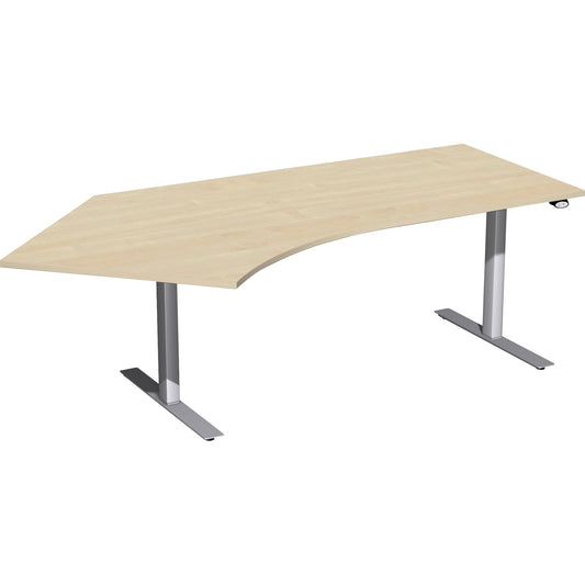 Geramöbel Schreibtisch Elektro Flex Maße: 2.166 x 650-1.250 x 800/1.131 mm (B x H x T) Dreischicht-Feinspan, melaminharzbeschichtet ahorn