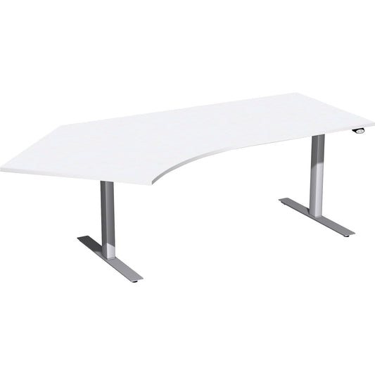 Geramöbel Schreibtisch Elektro Flex Maße: 2.166 x 650-1.250 x 800/1.131 mm (B x H x T) Dreischicht-Feinspan, melaminharzbeschichtet weiß