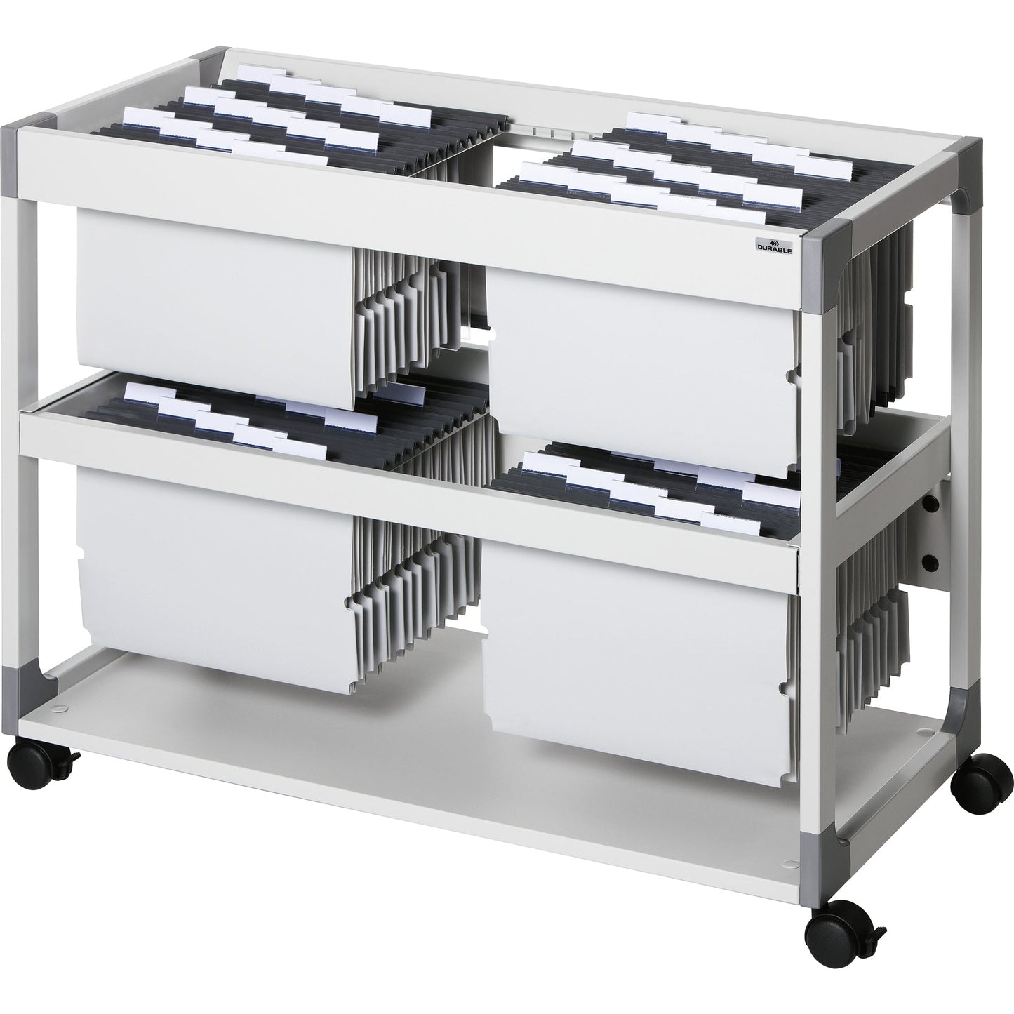 DURABLE Hängemappenwagen SYSTEM FILE TROLLEY 200 MULTI DUO 89,7 x 71,5 x 43,2 cm (B x H x T) Metall, Stahl (epoxidharzbeschichtet), Holz (melaminbeschichtet), Polyamid, Polypropylen grau