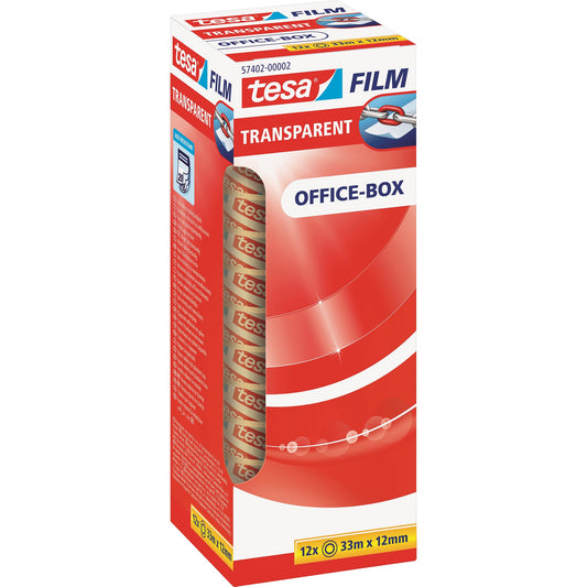 tesa® Klebefilm tesafilm® transparent Office-Box 12 mm x 33 m (B x L) einseitig klebend ohne Lösungsmittel Polypropylen transparent 12 St./Pack.