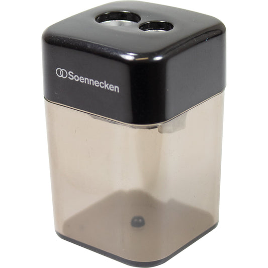 Soennecken Doppelspitzdose 8 und 11mm rechteckig Material des Spitzers: Metall Material des Behälters: Kunststoff schwarz/grau transparent