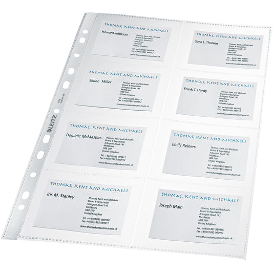 Leitz Visitenkartenhülle 90 x 57 mm (B x H) links offen Polypropylen transparent 16 Karten 10 St./Pack.