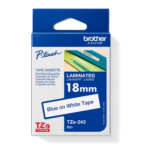 Brother Schriftbandkassette P-touch 18 mm x 8 m (B x L) weiß blau