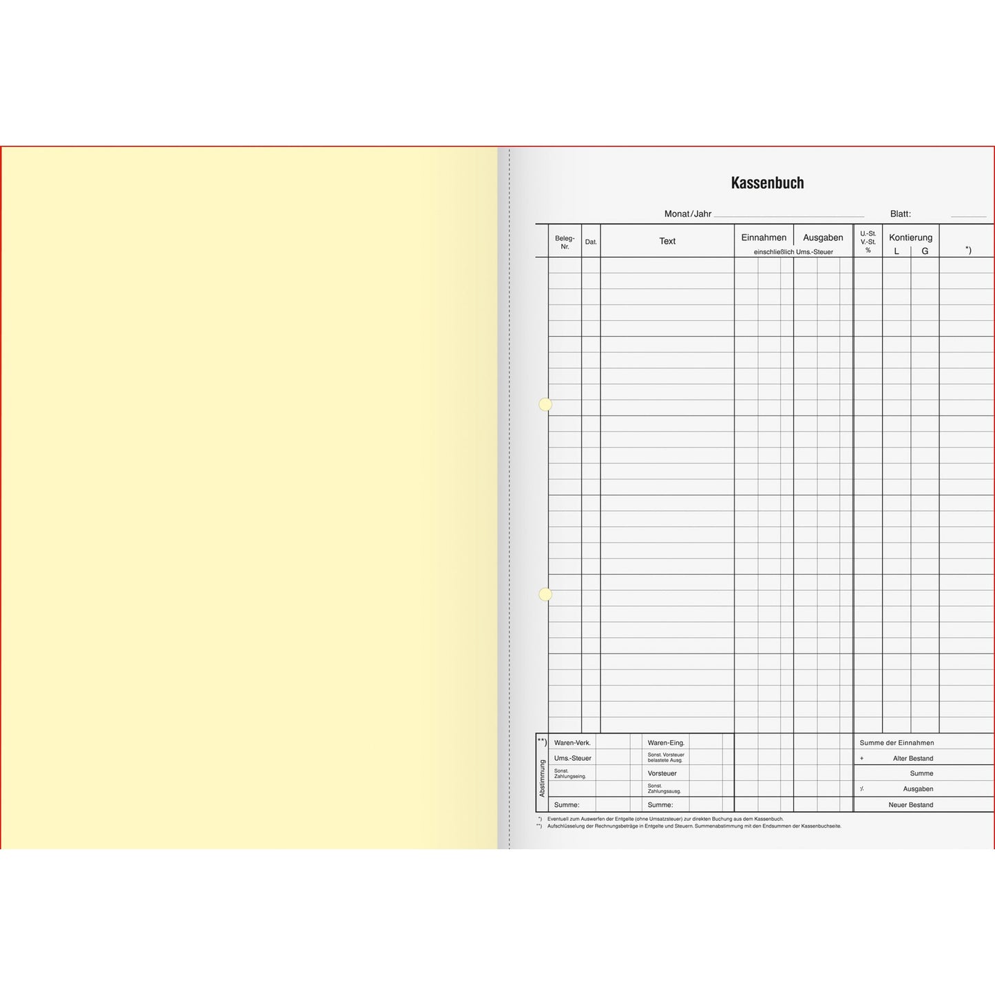 König & Ebhardt Kassenbuch DIN A4 orange 2 x 50 Bl.