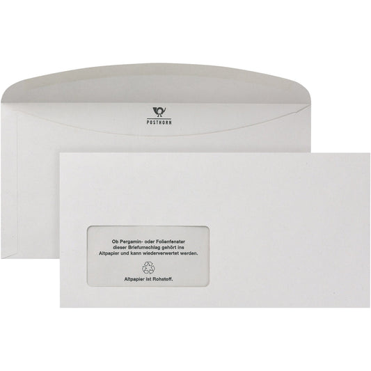 POSTHORN Briefumschlag DIN C6/C5 229 x 114 mm (B x H) mit gummierter Klappe mit Fenster 80g/m² grau 1.000 St./Pack.