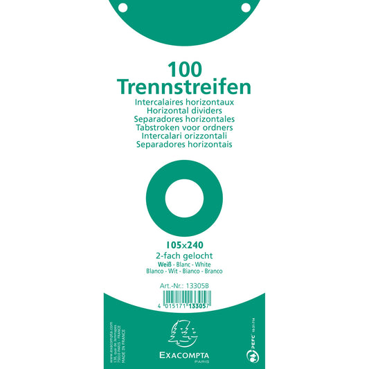 Exacompta Trennstreifen 24 x 10,5 cm (B x H) 180g/m² Karton weiß 100 St./Pack.