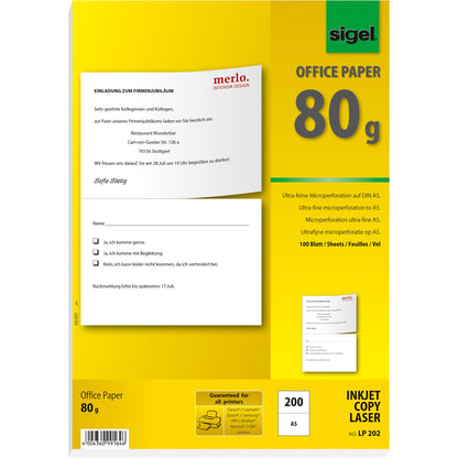 SIGEL Multifunktionspapier DIN A4 80g/m² perforiert weiß 100 Bl./Pack.