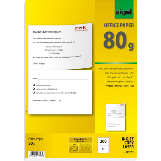 SIGEL Multifunktionspapier DIN A4 80g/m² perforiert weiß 100 Bl./Pack.