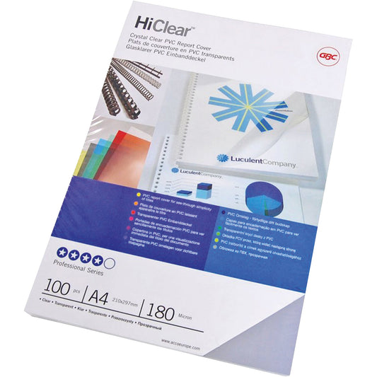 GBC® Deckblattfolie HiClear DIN A4 180µm PVC transparent 100 St./Pack.