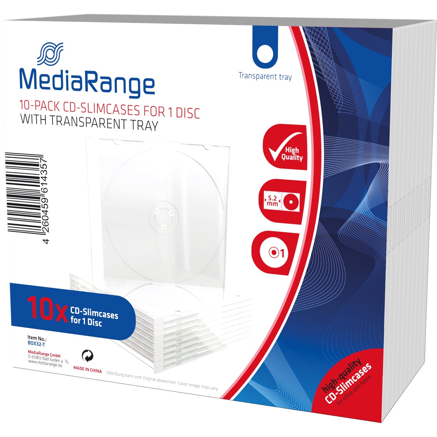 MediaRange CD/DVD Hülle 14 x 12,4 cm (B x H) Kunststoff transparent 10 St./Pack.