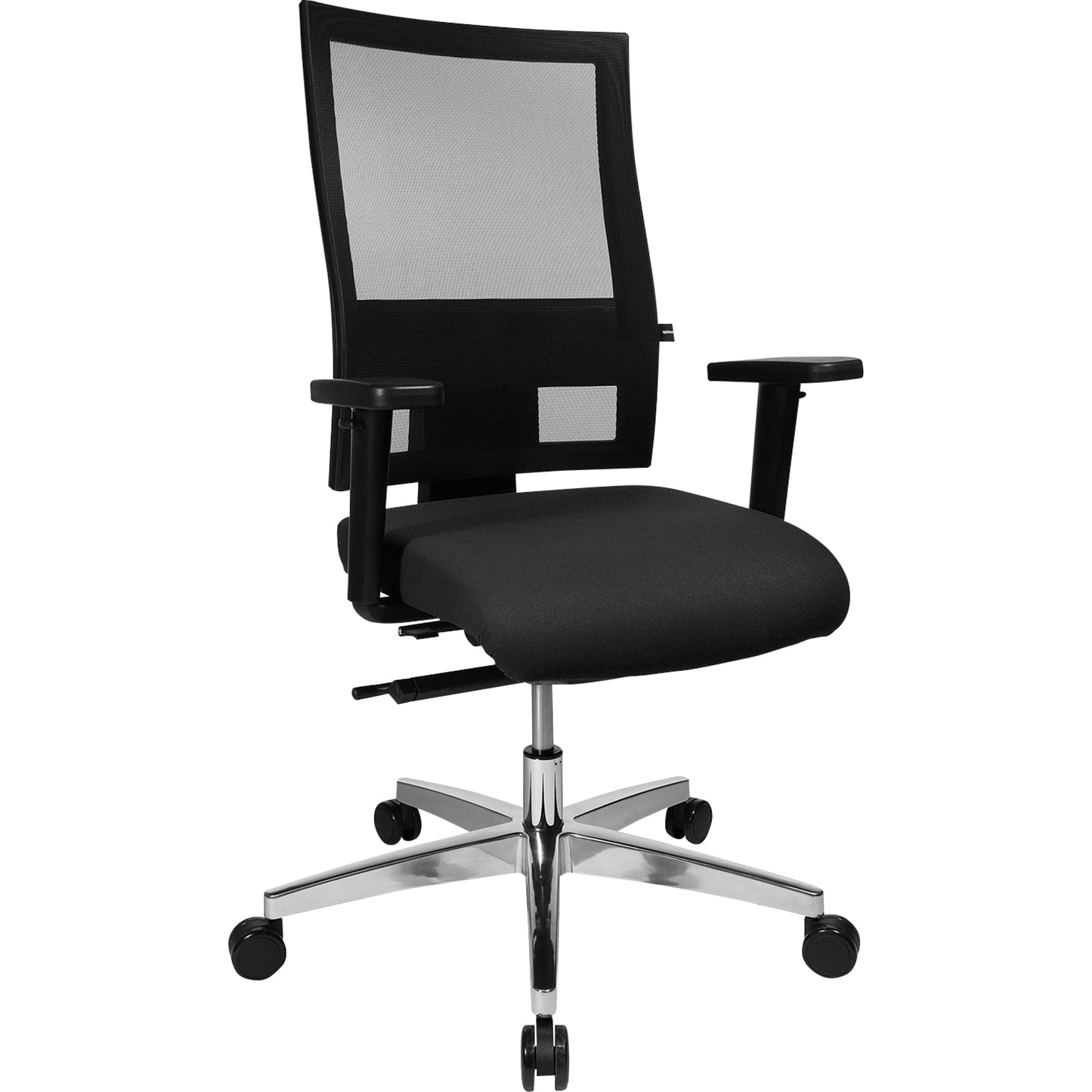 TOPSTAR Bürodrehstuhl Profi Net 11 41-53cm Synchronmechanik Rolle hart gebremst (für Teppichboden) optionales Zubehör: Rolle weich gebremst (für Hartboden) 6990 Aluminium, poliert schwarz