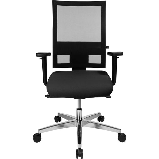 TOPSTAR Bürodrehstuhl Profi Net 11 41-53cm Synchronmechanik Rolle hart gebremst (für Teppichboden) optionales Zubehör: Rolle weich gebremst (für Hartboden) 6990 Aluminium, poliert schwarz