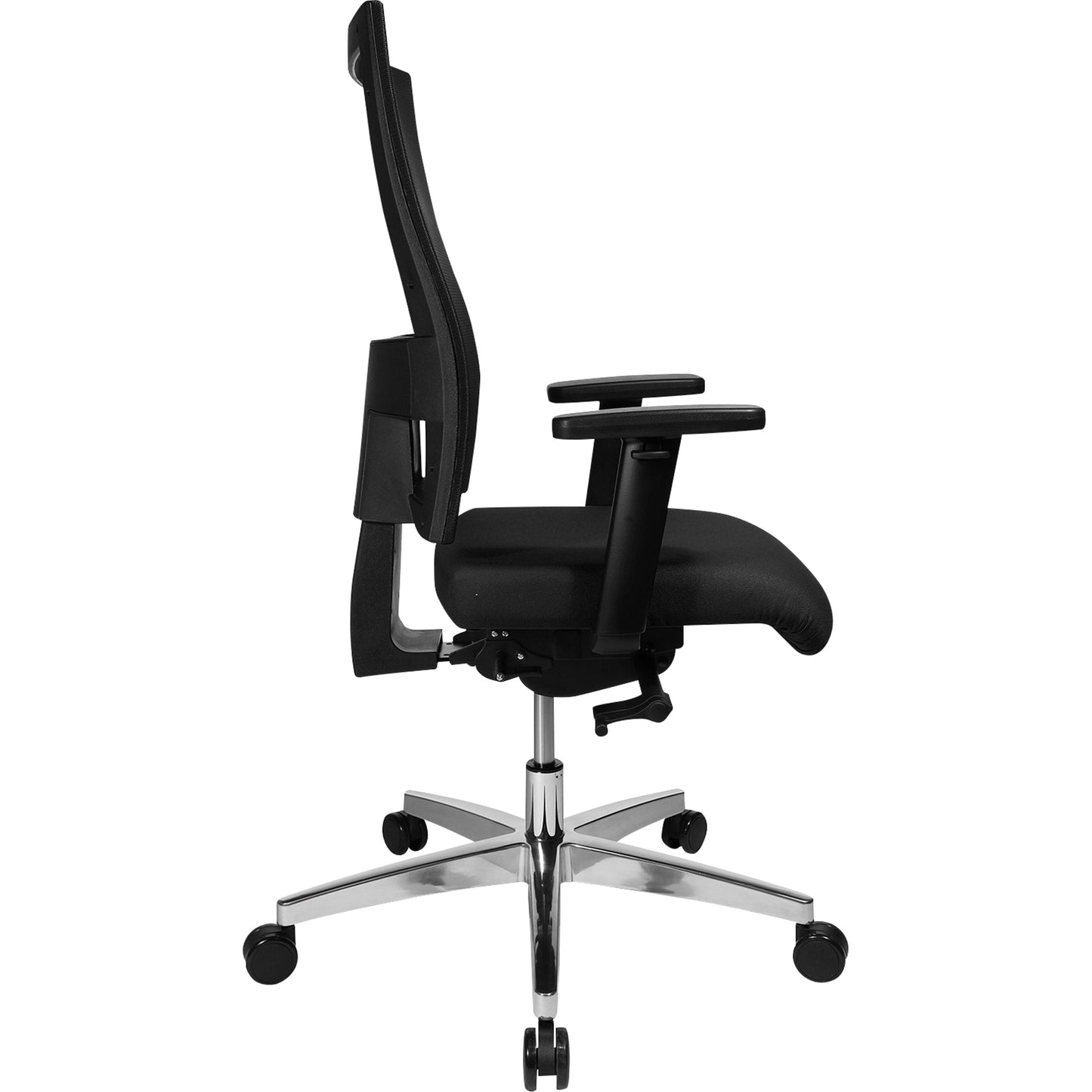 TOPSTAR Bürodrehstuhl Profi Net 11 41-53cm Synchronmechanik Rolle hart gebremst (für Teppichboden) optionales Zubehör: Rolle weich gebremst (für Hartboden) 6990 Aluminium, poliert schwarz