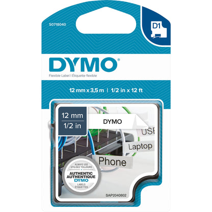 DYMO® Schriftbandkassette 12 mm x 3,5 m (B x L) weiß schwarz