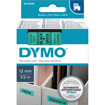 DYMO® Schriftbandkassette 12 mm x 7 m (B x L) grün schwarz