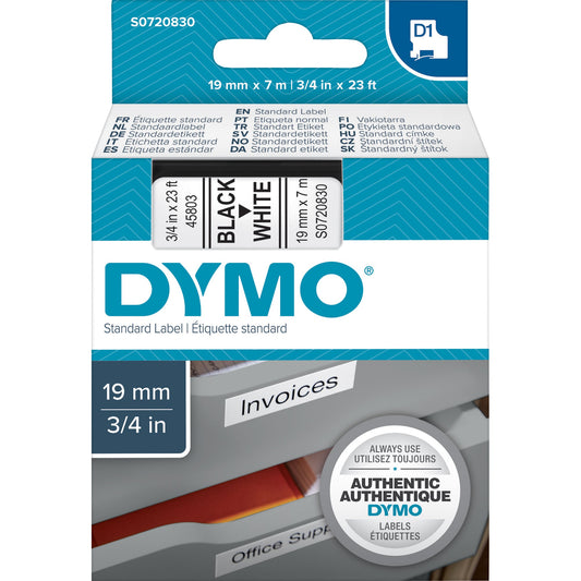 DYMO® Schriftbandkassette 19 mm x 7 m (B x L) weiß schwarz