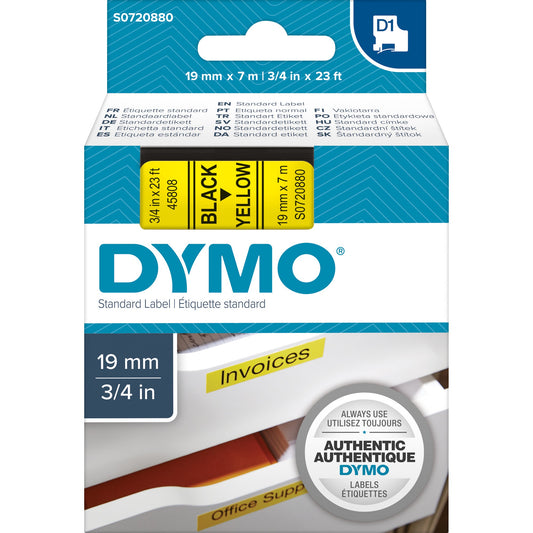 DYMO® Schriftbandkassette 19 mm x 7 m (B x L) gelb schwarz