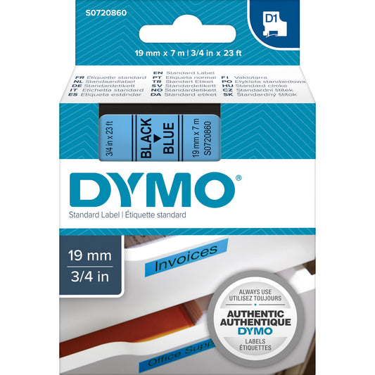 DYMO® Schriftbandkassette 19 mm x 7 m (B x L) blau schwarz