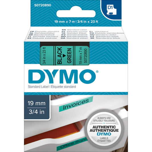 DYMO® Schriftbandkassette 19 mm x 7 m (B x L) grün schwarz
