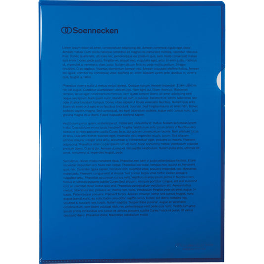 Soennecken Sichthülle DIN A4 150µm oben, rechts offen dokumentenecht Polypropylen blau glatt 50 St./Pack.