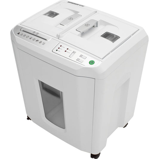 Shredcat Aktenvernichter SHREDCAT 8280 CC P-4 Papier, Heftklammern, Kreditkarten, CDs/DVDs Partikelschnitt 6 Bl. manuell, 150 Bl. automatisch hellgrau