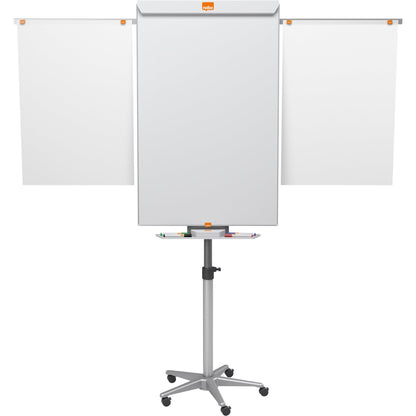 Nobo® Mobiles Flipchart Impression Pro mit Ablageschale Fünfarmfuß mit 5 Rollen Stahl silber