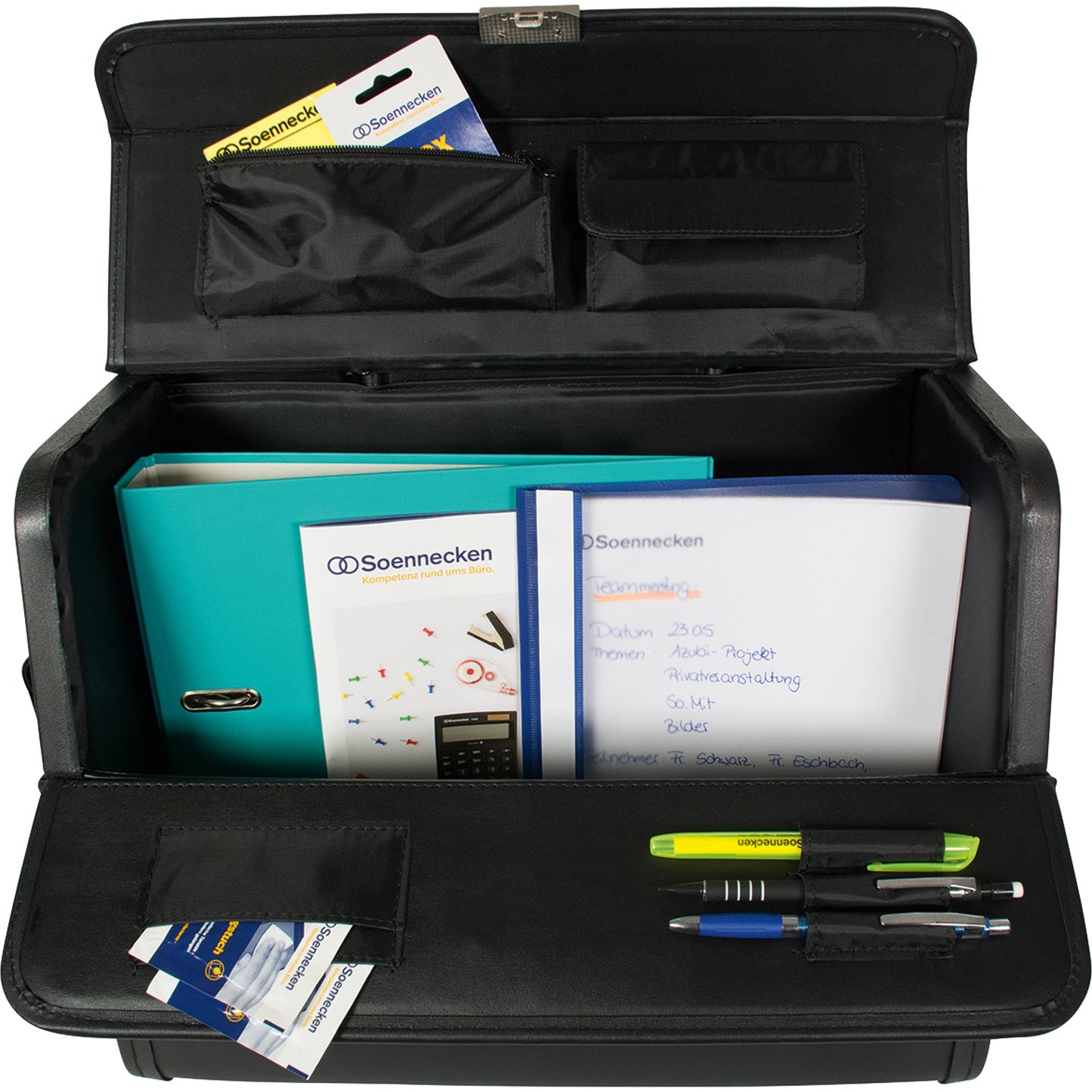 Soennecken Pilotenkoffer DRESDEN 46 x 38 x 22 cm (B x H x T) Zahlenkombinationsschloss Lederimitat schwarz