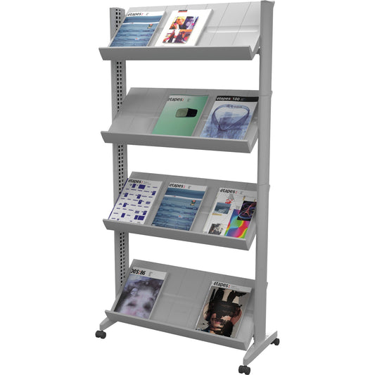 Paperflow Prospektständer Mobil 85,5 x 167,5 x 38,5 cm (B x H x T) Polystyrol/Metall alu 4 Fächer