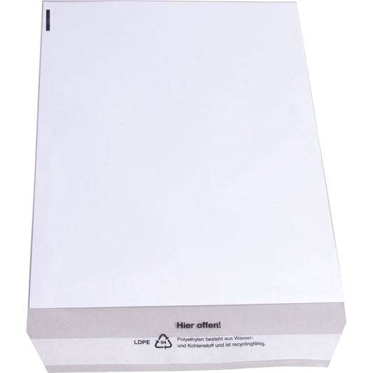 Versandtasche DIN C4 229 x 324 mm (B x H) mit Adhäsionsverschluss ohne Fenster 70µm transparent 100 St./Pack.
