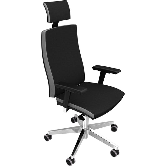 Hammerbacher Bürodrehstuhl Premium 42-54cm Synchronmechanik Rolle universell (für Hart- und Teppichböden) Aluminium schwarz