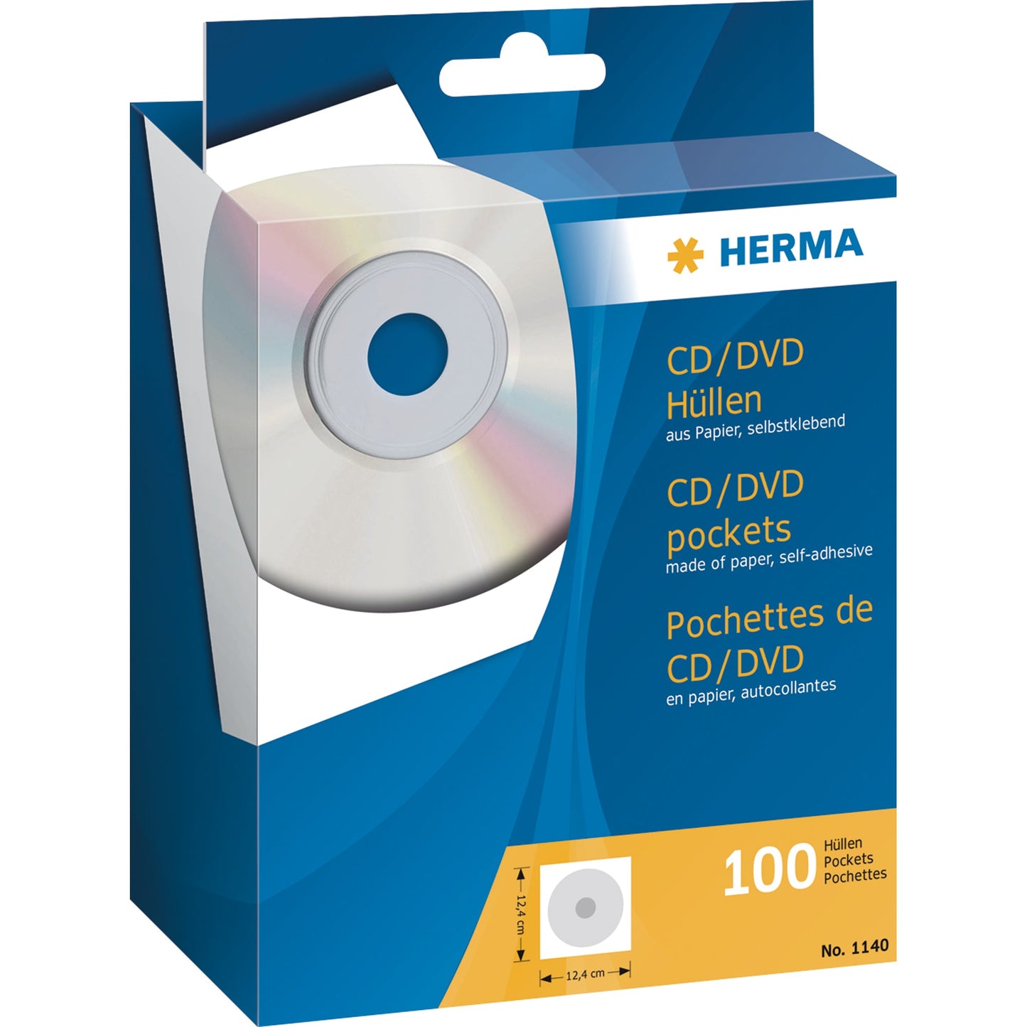 HERMA CD/DVD Hülle 12,4 x 12,4 cm (B x H) Papier weiß 100 St./Pack.