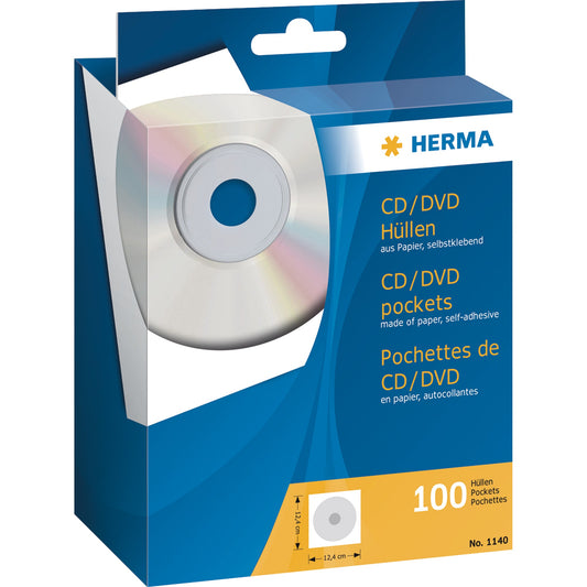 HERMA CD/DVD Hülle 12,4 x 12,4 cm (B x H) Papier weiß 100 St./Pack.