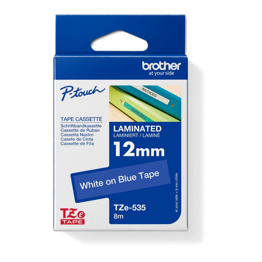 Brother Schriftbandkassette P-touch 12 mm x 8 m (B x L) blau weiß