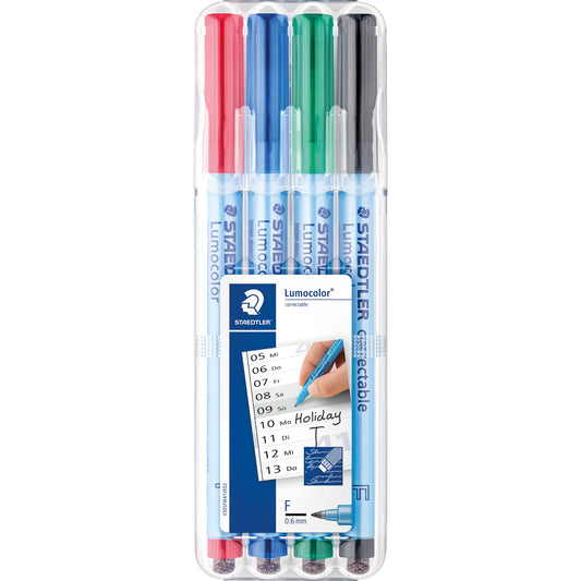 STAEDTLER® Folienstift Lumocolor® correctable 305 0,6mm farbig sortiert nicht dokumentenecht 4 St./Pack.