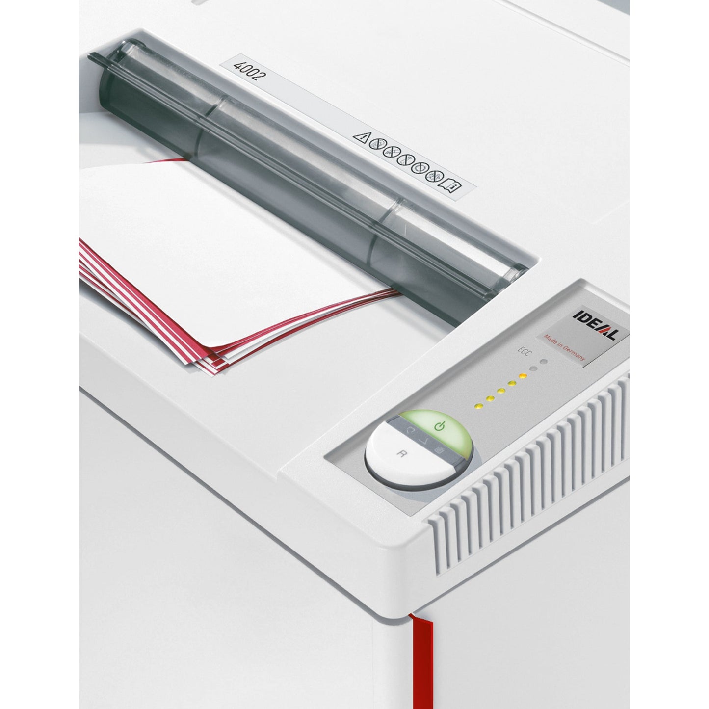 IDEAL Aktenvernichter 4002 P-2 Papier, Heftklammern, Büroklammern, Kreditkarten, CDs/DVDs, Disketten Streifenschnitt 41 Bl. cool grey