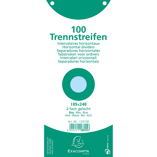 Exacompta Trennstreifen 24 x 10,5 cm (B x H) 180g/m² Karton hellblau 100 St./Pack.