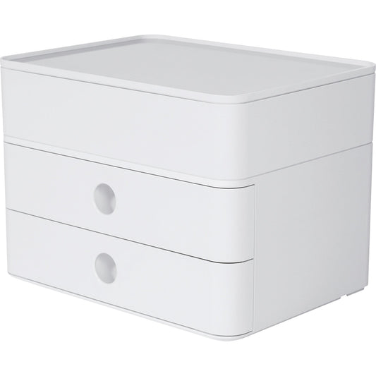 HAN Schubladenbox ALLISON SMART-BOX PLUS 2 Schubladen DIN A5 ABS Kunststoff Gehäusefarbe: snow white Farbe der Schublade: snow white