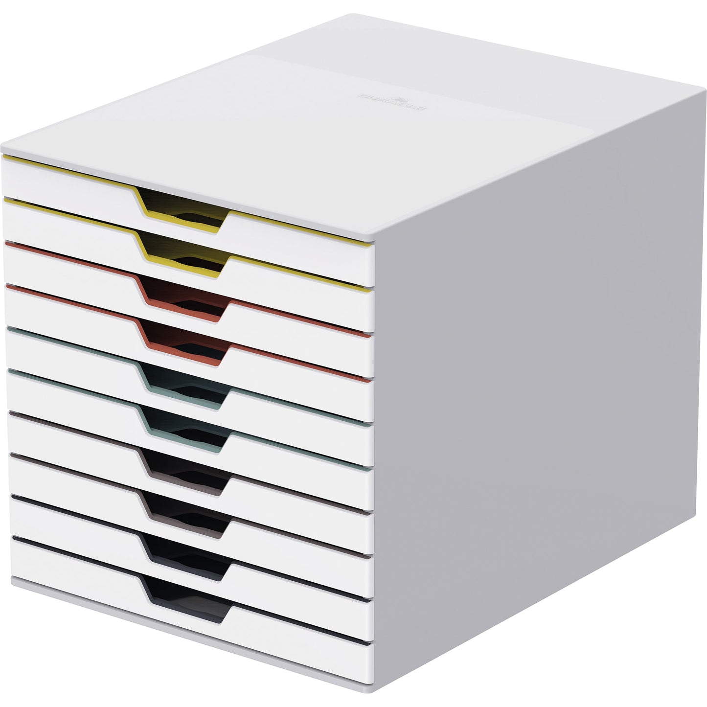 DURABLE Schubladenbox VARICOLOR® MIX 10 10 Schubladen DIN A4, DIN C4, Folio, Letter ABS Kunststoff/Polystyrol Gehäusefarbe: weiß Farbe der Schublade: weiß/mehrfarbig