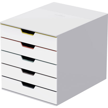 DURABLE Schubladenbox VARICOLOR® MIX 5 5 Schubladen DIN A4, DIN C4, Folio, Letter ABS Kunststoff/Polystyrol Gehäusefarbe: weiß Farbe der Schublade: weiß/mehrfarbig