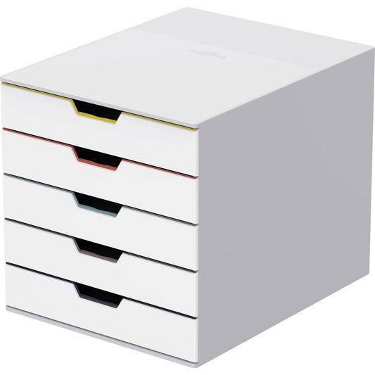 DURABLE Schubladenbox VARICOLOR® MIX 5 5 Schubladen DIN A4, DIN C4, Folio, Letter ABS Kunststoff/Polystyrol Gehäusefarbe: weiß Farbe der Schublade: weiß/mehrfarbig