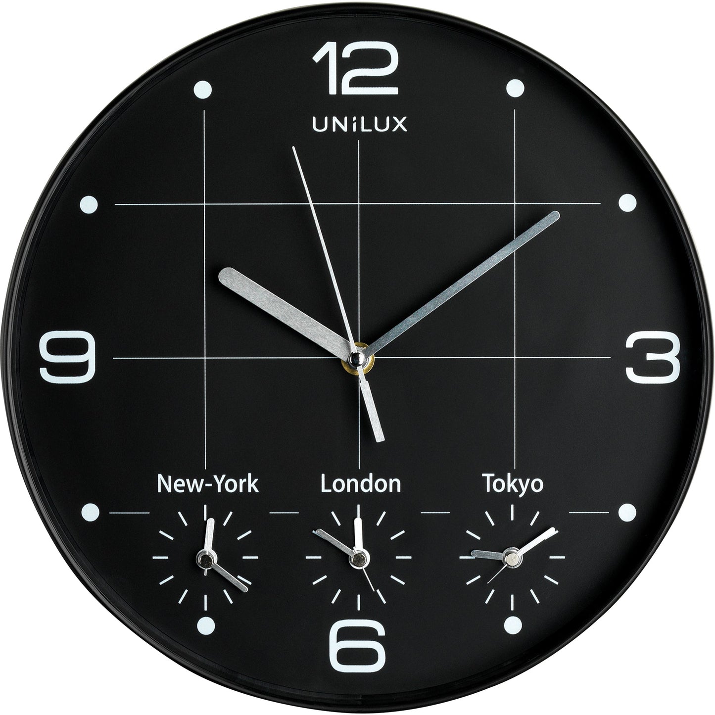 UNILUX Wanduhr On Time 30,5cm Kunststoff schwarz