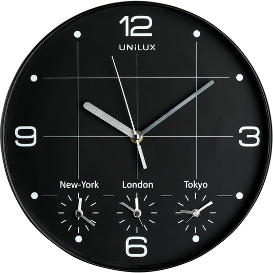UNILUX Wanduhr On Time 30,5cm Kunststoff schwarz