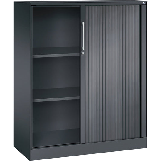 C+P Rollladenschrank Asisto 1.000 x 1.310 x 435 mm (B x H x T) 2 Fachböden schwarzgrau schwarzgrau